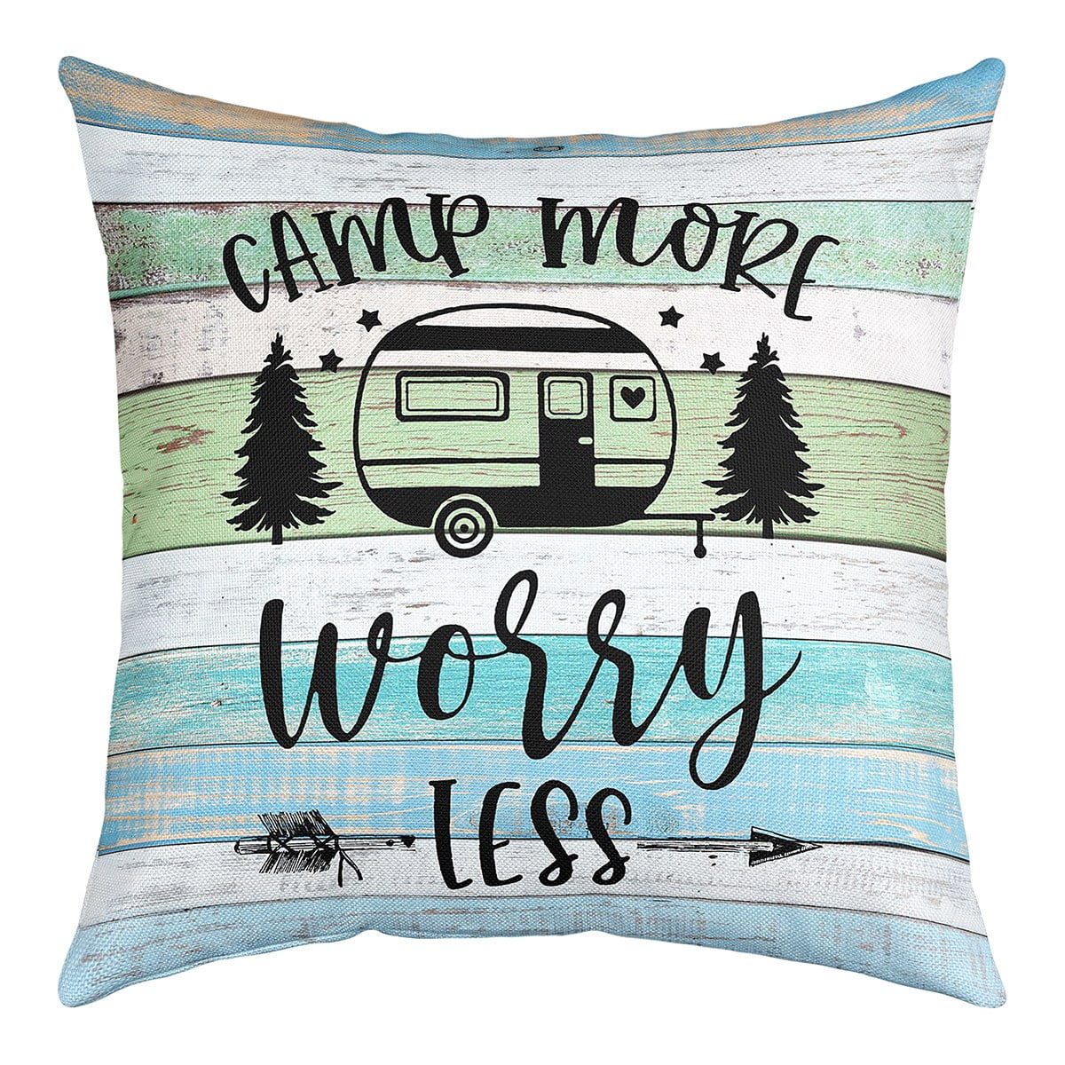 Camping Pillow Cover,Camper Themed Throw Pillow Cover Camper Decor,RV