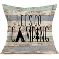 thumbnail image 1 of Camping Pillow Cover Vintage Wood Background Home Sofa Decor Throw Pillow Case Inspirational Quotes with Mountains and Tree Cushion Slip Standard 18x18, 1 of 4
