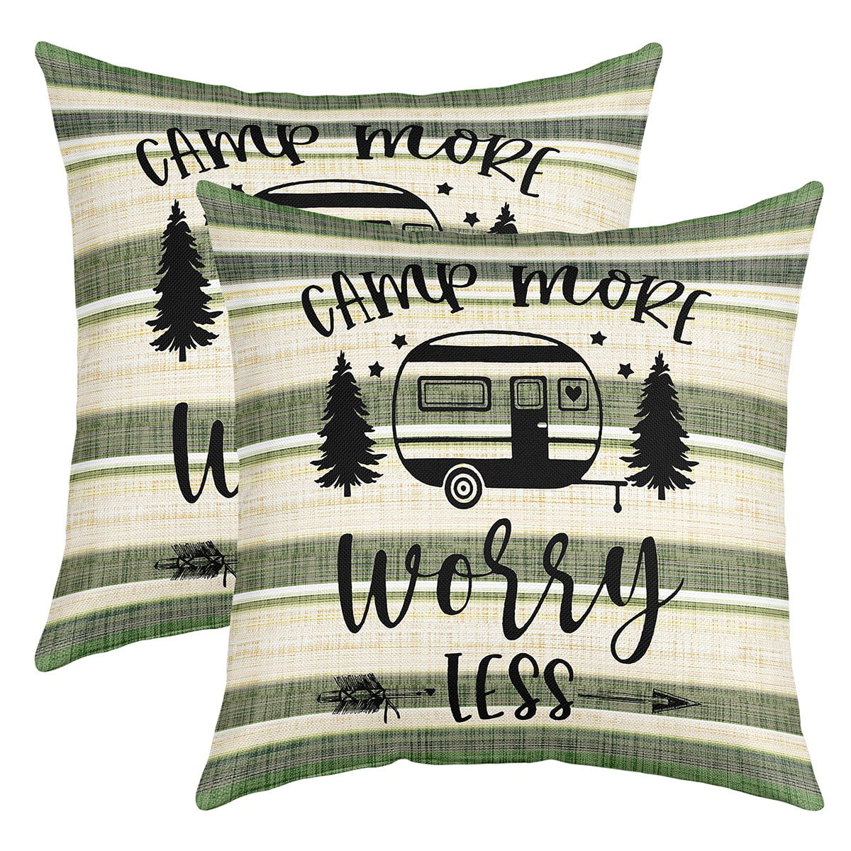 Camping Pillow Covers,Camper Themed Throw Pillow Covers Camper Decor,RV