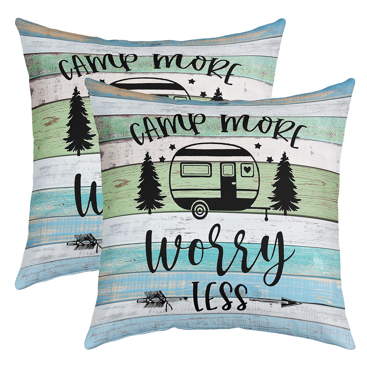 Camping Pillow Covers,Camper Themed Throw Pillow Covers Camper Decor,RV