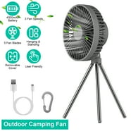 15000mAh Solar Powered Camping Fan,Portable Rechargeable Battery Powered Travel Fan With LED Lantern,Beach Essentials For Hurricane Emergencies, Hiking,Worksite Cooling (Black