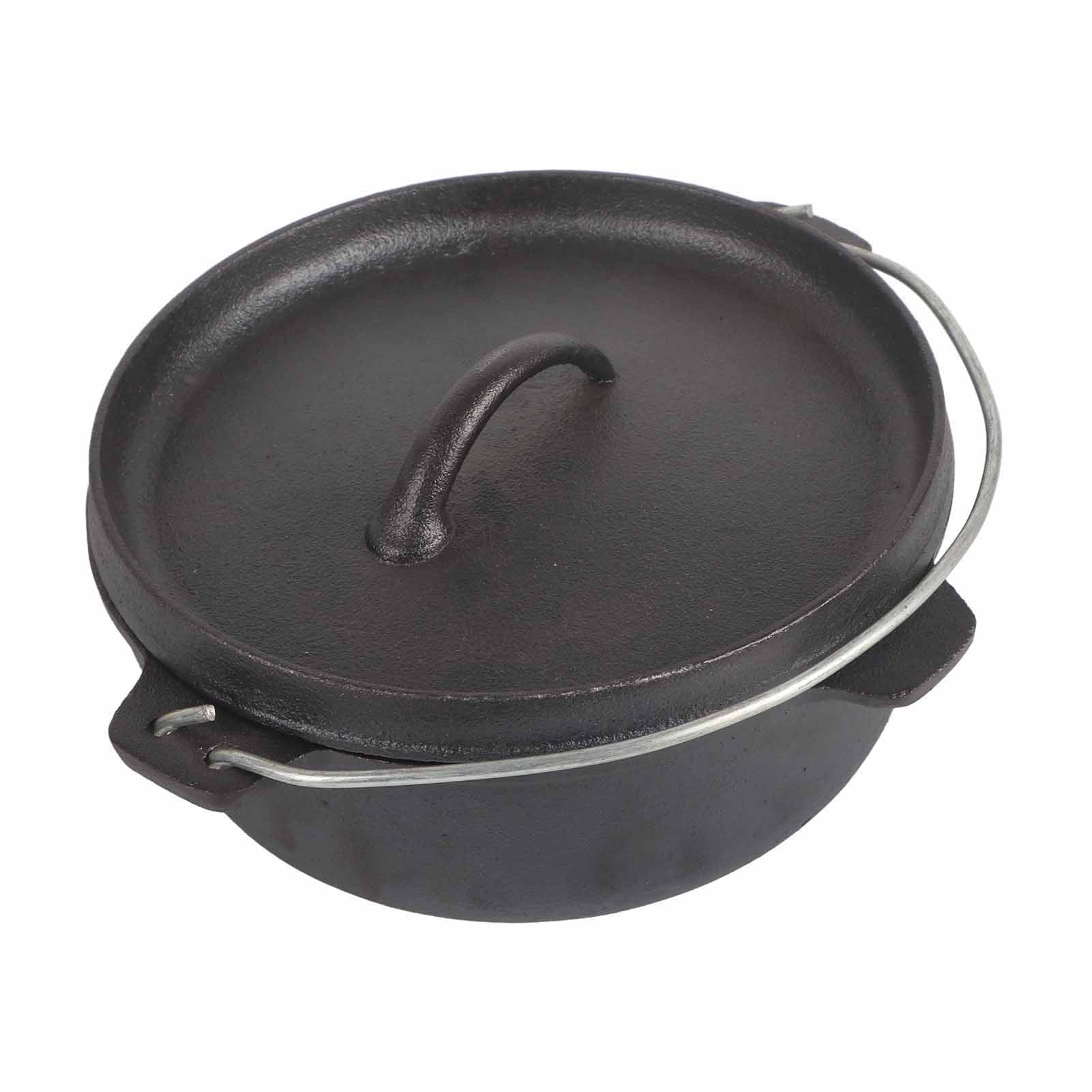 Camping Pot Cookware, Camping Pot Cast Iron Pre Seasoned Outdoor Cooking Pot With Lid For Picnic