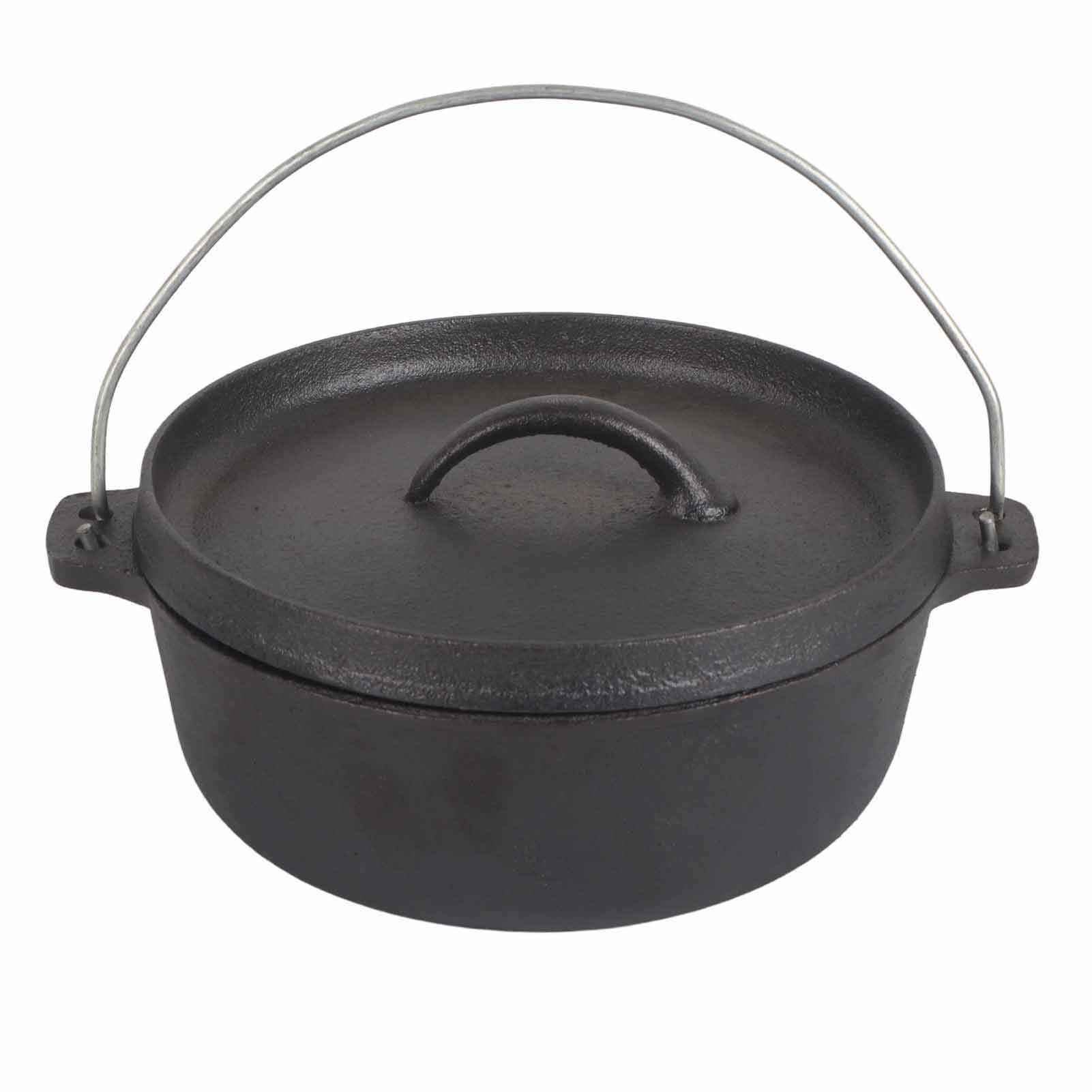 Camping Pot Cookware, Camping Pot Cast Iron Pre Seasoned Outdoor Cooking Pot With Lid For Picnic