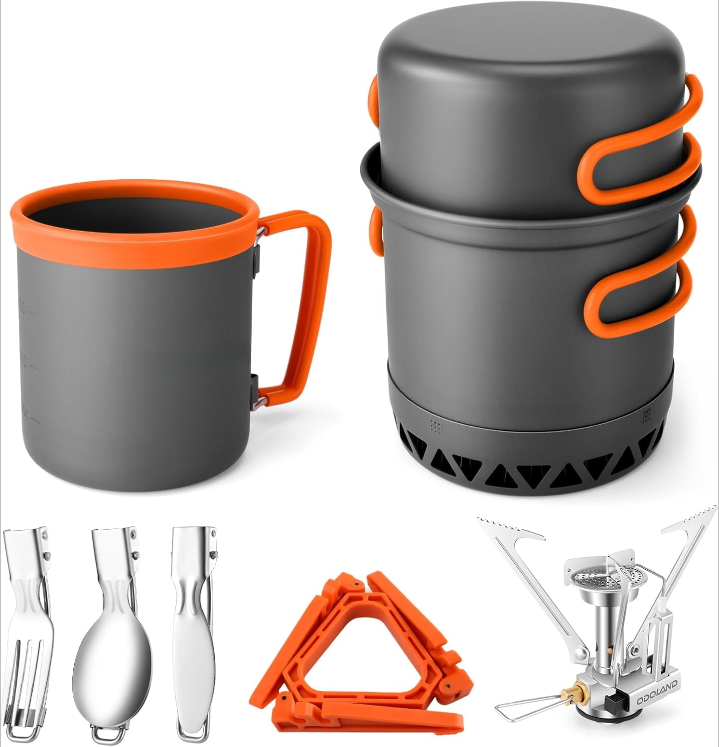 Camping Pots with Heat Exchanger Camping Cooking Set with Portable ...