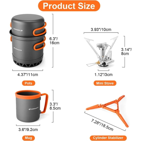 Camping Pots with Heat Exchanger Camping Cooking Set