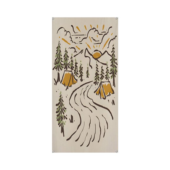 Camping Premium Polyester Taffeta Door Banner – Fade-Resistant Versatile Décor for Celebrations & DIY Gifting 35.4*72.8IN/90*185CM
