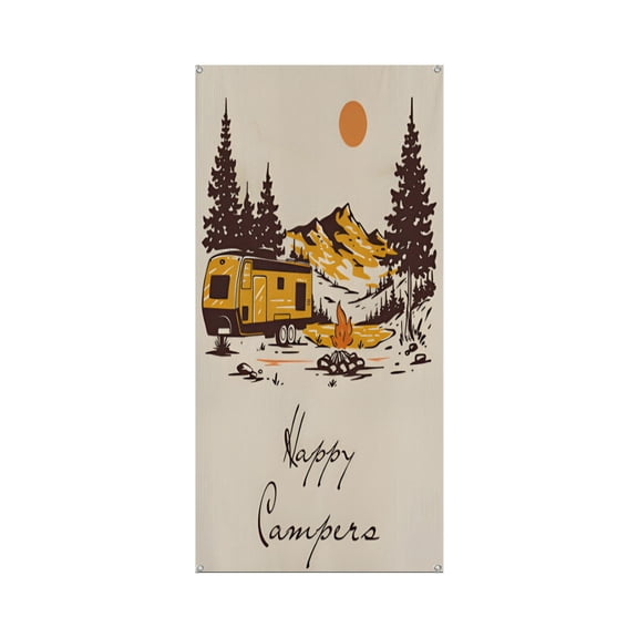 Camping Premium Polyester Taffeta Door Banner – Fade-Resistant Versatile Décor for Celebrations & DIY Gifting 35.4*78.7IN/90*200CM