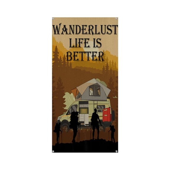 Camping Premium Polyester Taffeta Door Banner – Fade-Resistant Versatile Décor for Celebrations & DIY Gifting 35.4*78.7IN/90*200CM