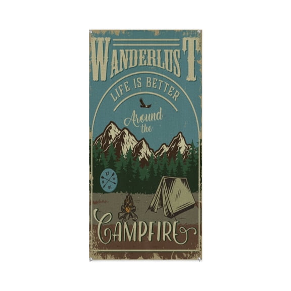 Camping Premium Polyester Taffeta Door Banner – Fade-Resistant Versatile Décor for Celebrations & DIY Gifting 35.4*78.7IN/90*200CM