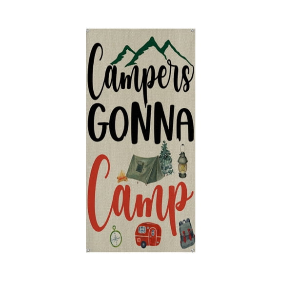 Camping Premium Polyester Taffeta Door Banner – Fade-Resistant Versatile Décor for Celebrations & DIY Gifting 35.4*78.7IN/90*200CM