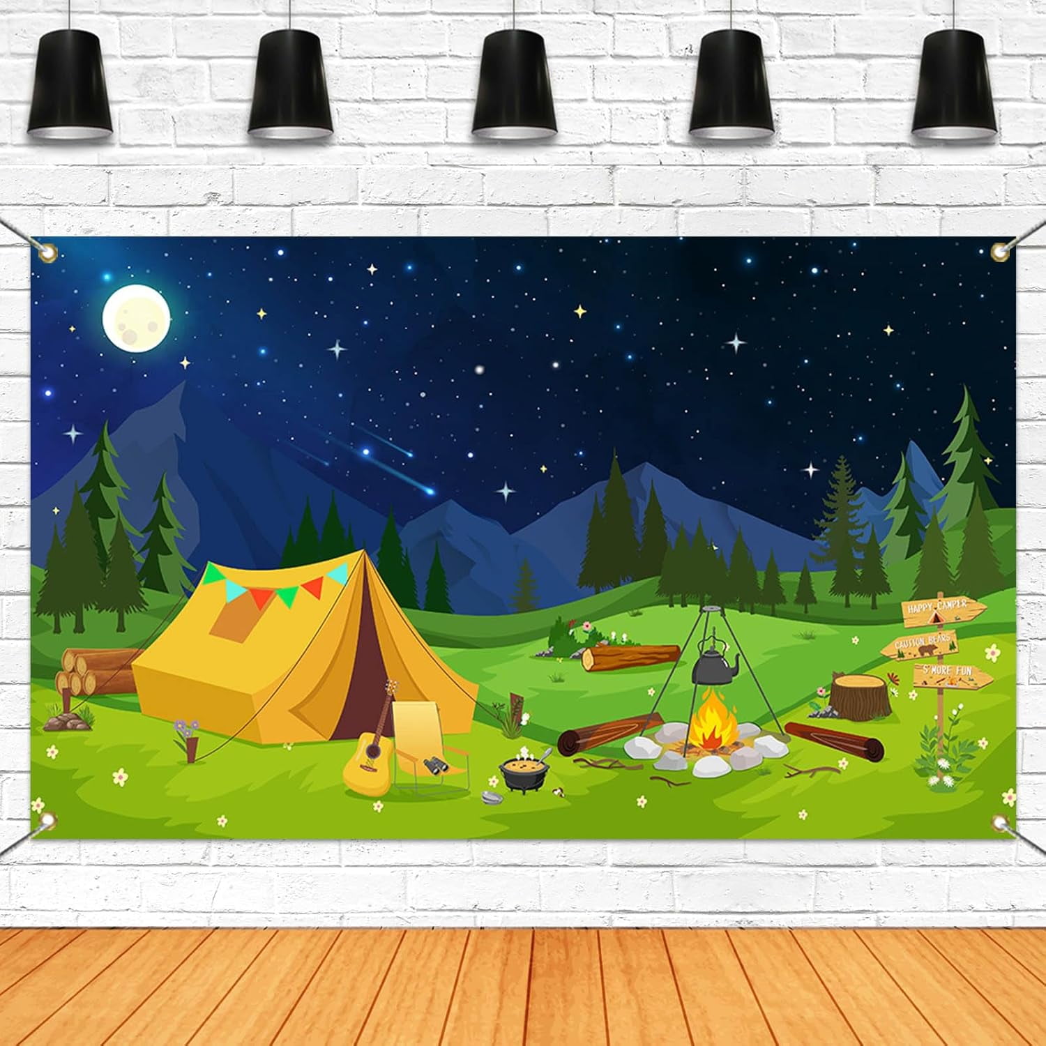 Happy Camping Custom Name Wild Birthday Backdrop