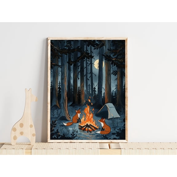 Camping Print, Fox Print, Forest Print, Dark Woods Art, Dark Cottagecore, Fox Poster, Fox Wall Art, Fox Decor, Fox Lover Gifts For Her