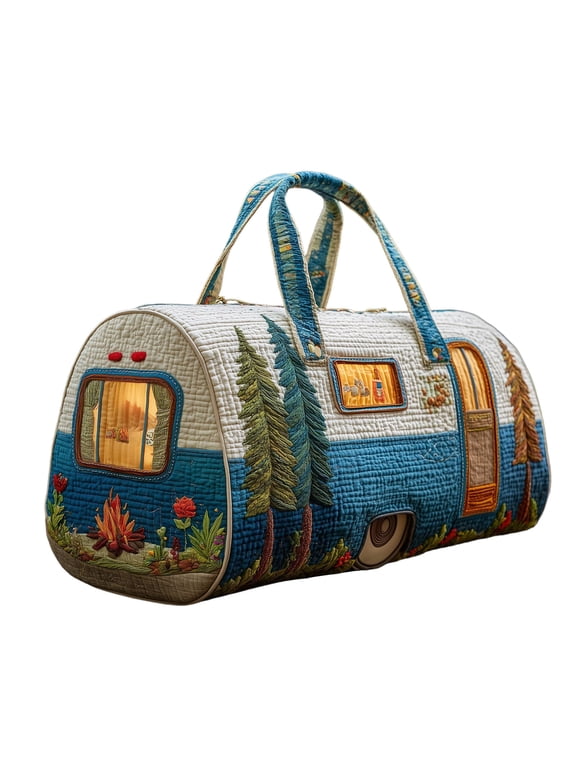 Camping Printed Quilted Travel Bags, Outdoor Camping Theme 3D Printed Tote, Sport Bag Personalized Gifts Handbag Tote Bag, Suitable for Training casual, Beach Hiking Camping