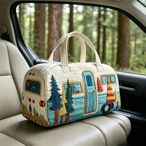Camping Printed Quilted Travel Bags, Outdoor Camping Theme 3D Printed Tote, Sport Bag Personalized Gifts Handbag Tote Bag, Suitable for Training casual, Beach Hiking Camping
