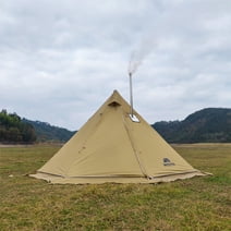 Camping Pyramid Teepee Tent with Stove Jack, Tipi Hot Tent for 4 6 People