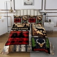 thumbnail image 1 of Camping Quilt Set Retro Lodge Cabin Coverlet Set,Woodland Elk Deer Bear Bedspread Set Queen,Retro Barn Door Farmhouse Quilted Country Cottage Rustic Camper Decor, 1 of 5