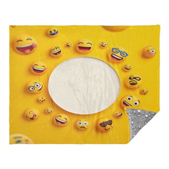 Camping Quilt Ultralight 70*55in Flannel Fabric Ultra-soft, Warm and Lightweight Camping Blanket Packable Fluorescent Blanket Minimalist Holiday Gifts The Expression Of A Smile