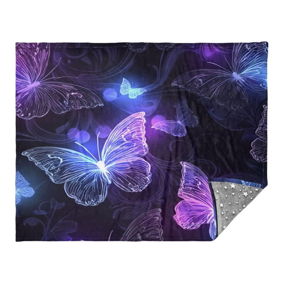 Camping Quilt Ultralight 70*55in Flannel Fabric Ultra-soft, Warm and Lightweight Camping Blanket Packable Fluorescent Blanket Minimalist Holiday Gifts Filament Butterfly