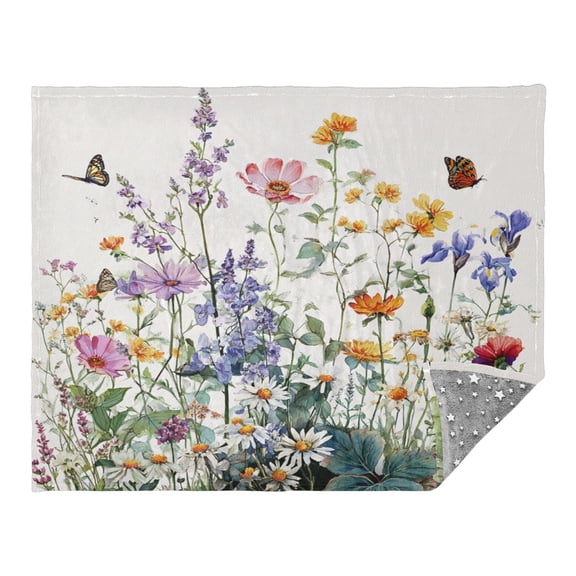 Camping Quilt Ultralight 70*55in Flannel Fabric Ultra-soft, Warm and Lightweight Camping Blanket Packable Fluorescent Blanket Minimalist Holiday Gifts Flowery Butterfly