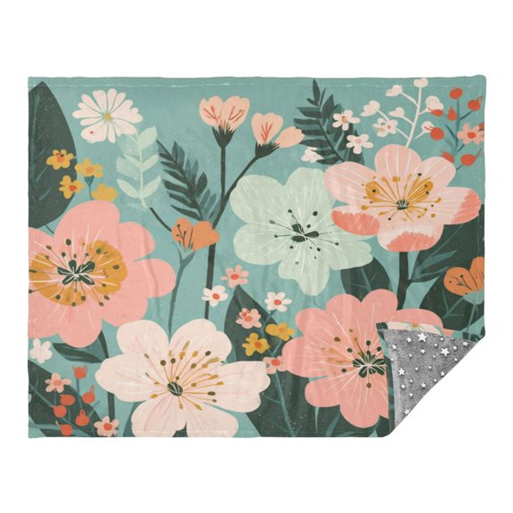 Camping Quilt Ultralight 70*55in Flannel Fabric Ultra-soft, Warm and Lightweight Camping Blanket Packable Fluorescent Blanket Minimalist Holiday Gifts Flower Decoration