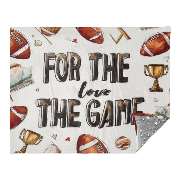 Camping Quilt Ultralight 70*55in Flannel Fabric Ultra-soft, Warm and Lightweight Camping Blanket Packable Fluorescent Blanket Minimalist Holiday Gifts Football Trophy