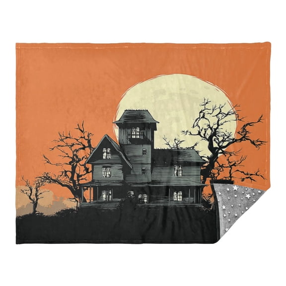 Camping Quilt Ultralight 70*55in Flannel Fabric Ultra-soft, Warm and Lightweight Camping Blanket Packable Fluorescent Blanket Minimalist Holiday Gifts Full Moon