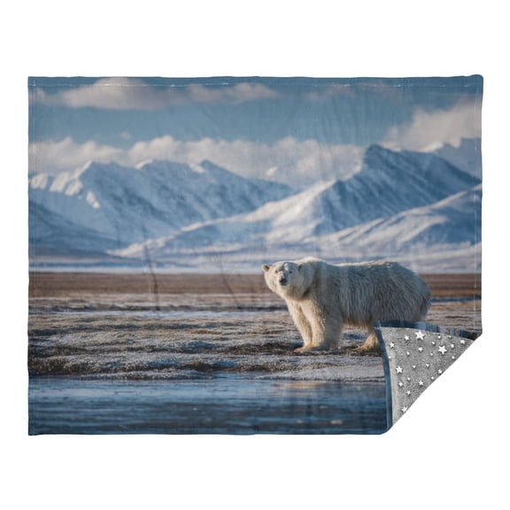 Camping Quilt Ultralight 70*55in Flannel Fabric Ultra-soft, Warm and Lightweight Camping Blanket Packable Fluorescent Blanket Minimalist Holiday Gifts The Furry Polar Bear