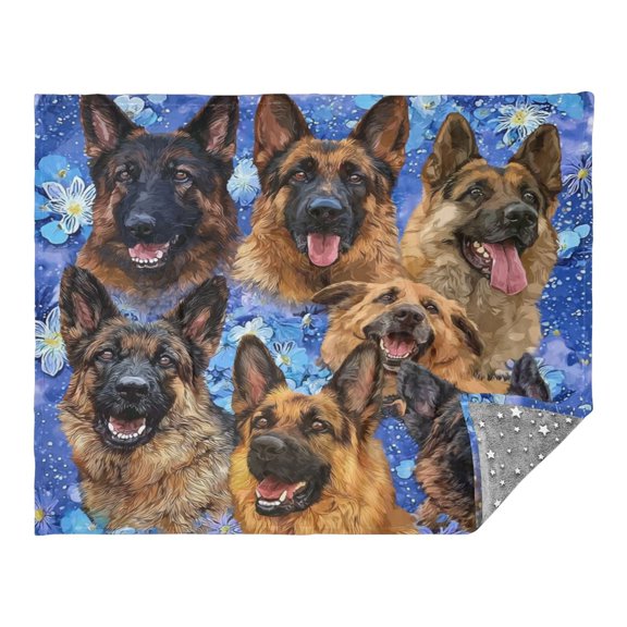 Camping Quilt Ultralight 70*55in Flannel Fabric Ultra-soft, Warm and Lightweight Camping Blanket Packable Fluorescent Blanket Minimalist Holiday Gifts German Shepherd