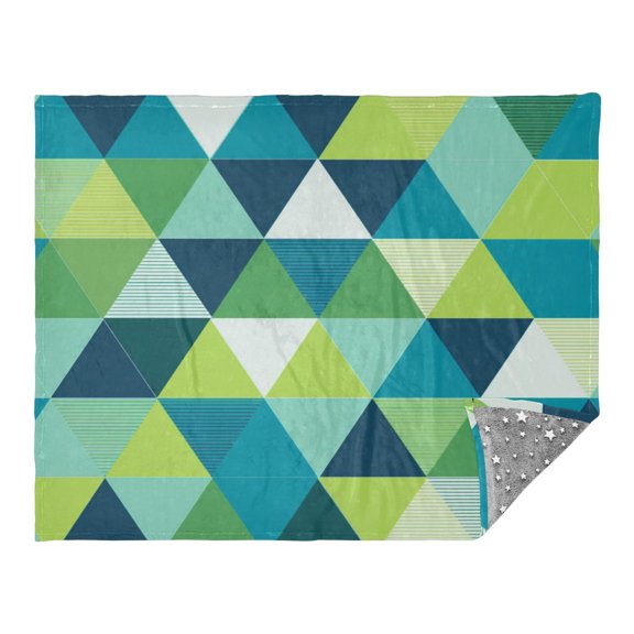 Camping Quilt Ultralight 70*55in Flannel Fabric Ultra-soft, Warm and Lightweight Camping Blanket Packable Fluorescent Blanket Minimalist Holiday Gifts Green Triangle