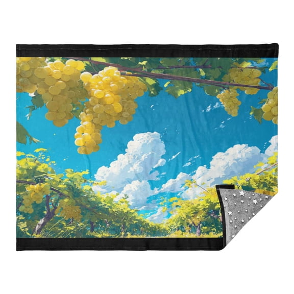 Camping Quilt Ultralight 70*55in Flannel Fabric Ultra-soft, Warm and Lightweight Camping Blanket Packable Fluorescent Blanket Minimalist Holiday Gifts Green Grapes