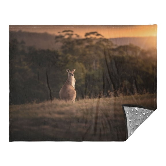 Camping Quilt Ultralight 70*55in Flannel Fabric Ultra-soft, Warm and Lightweight Camping Blanket Packable Fluorescent Blanket Minimalist Holiday Gifts Kangaroo