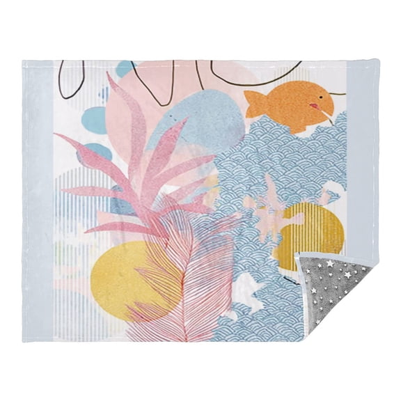 Camping Quilt Ultralight 70*55in Flannel Fabric Ultra-soft, Warm and Lightweight Camping Blanket Packable Fluorescent Blanket Minimalist Holiday Gifts Little Fish Swimming