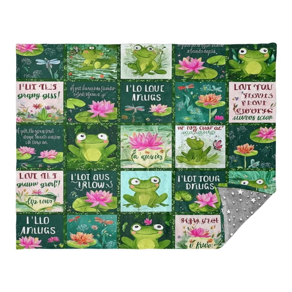 Camping Quilt Ultralight 70*55in Flannel Fabric Ultra-soft, Warm and Lightweight Camping Blanket Packable Fluorescent Blanket Minimalist Holiday Gifts Lotus Leaf