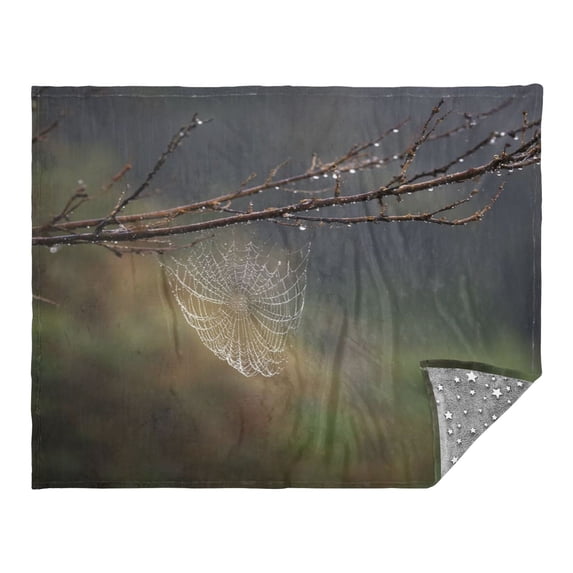 Camping Quilt Ultralight 70*55in Flannel Fabric Ultra-soft, Warm and Lightweight Camping Blanket Packable Fluorescent Blanket Minimalist Holiday Gifts Raindrops