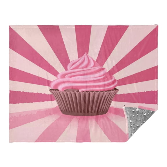 Camping Quilt Ultralight 70*55in Flannel Fabric Ultra-soft, Warm and Lightweight Camping Blanket Packable Fluorescent Blanket Minimalist Holiday Gifts Shining Cupcakes