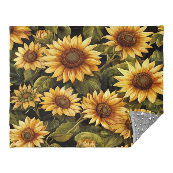 Camping Quilt Ultralight 70*55in Flannel Fabric Ultra-soft, Warm and Lightweight Camping Blanket Packable Fluorescent Blanket Minimalist Holiday Gifts Sunflowers