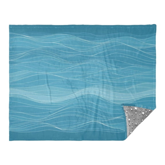 Camping Quilt Ultralight 70*55in Flannel Fabric Ultra-soft, Warm and Lightweight Camping Blanket Packable Fluorescent Blanket Minimalist Holiday Gifts The Tranquility Of The Ocean