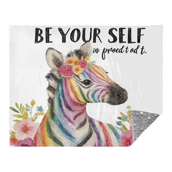 Camping Quilt Ultralight 70*55in Flannel Fabric Ultra-soft, Warm and Lightweight Camping Blanket Packable Fluorescent Blanket Minimalist Holiday Gifts Zebra