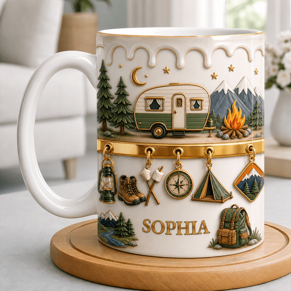 Camping RV Lover Accent Mug Personalized Outdoor Adventure Coffee Cup Gift