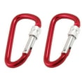 thumbnail image 1 of Camping Red Aluminum Alloy Screw Locking Carabiners Hooks 2 Pcs, 1 of 1