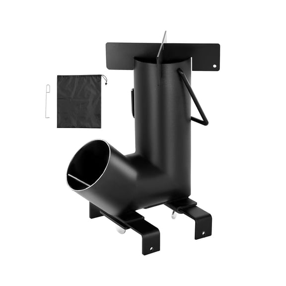 Camping Rocket Stove - Portable Wood Burning Stove for Backpacking & Outdoor Cooking - Carbon Steel, Lightweight with Carry Bag - Black