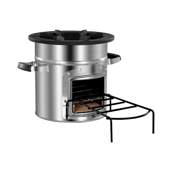 Camping Rocket Stove - Portable Wood Burning Stove for Backpacking & Outdoor Cooking - Stainless Steel, Single Door, Lightweight with Carry Bag