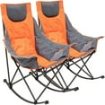 Camping Rocking Chair Folding Lawn Chairs with Cup Holder Pocket Mesh
