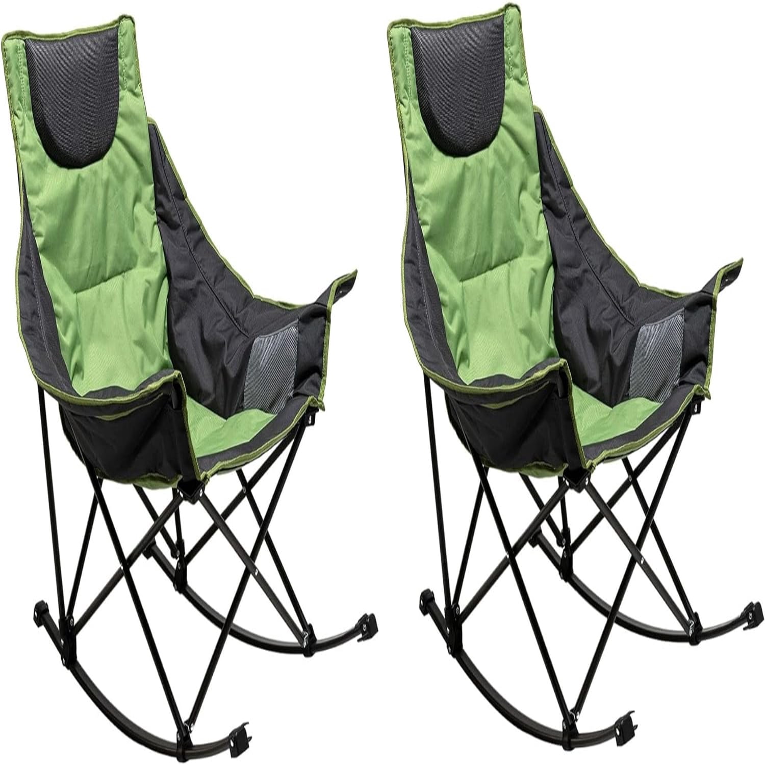 Camping Rocking Chair Folding Lawn Chairs with Cup Holder Pocket Mesh ...