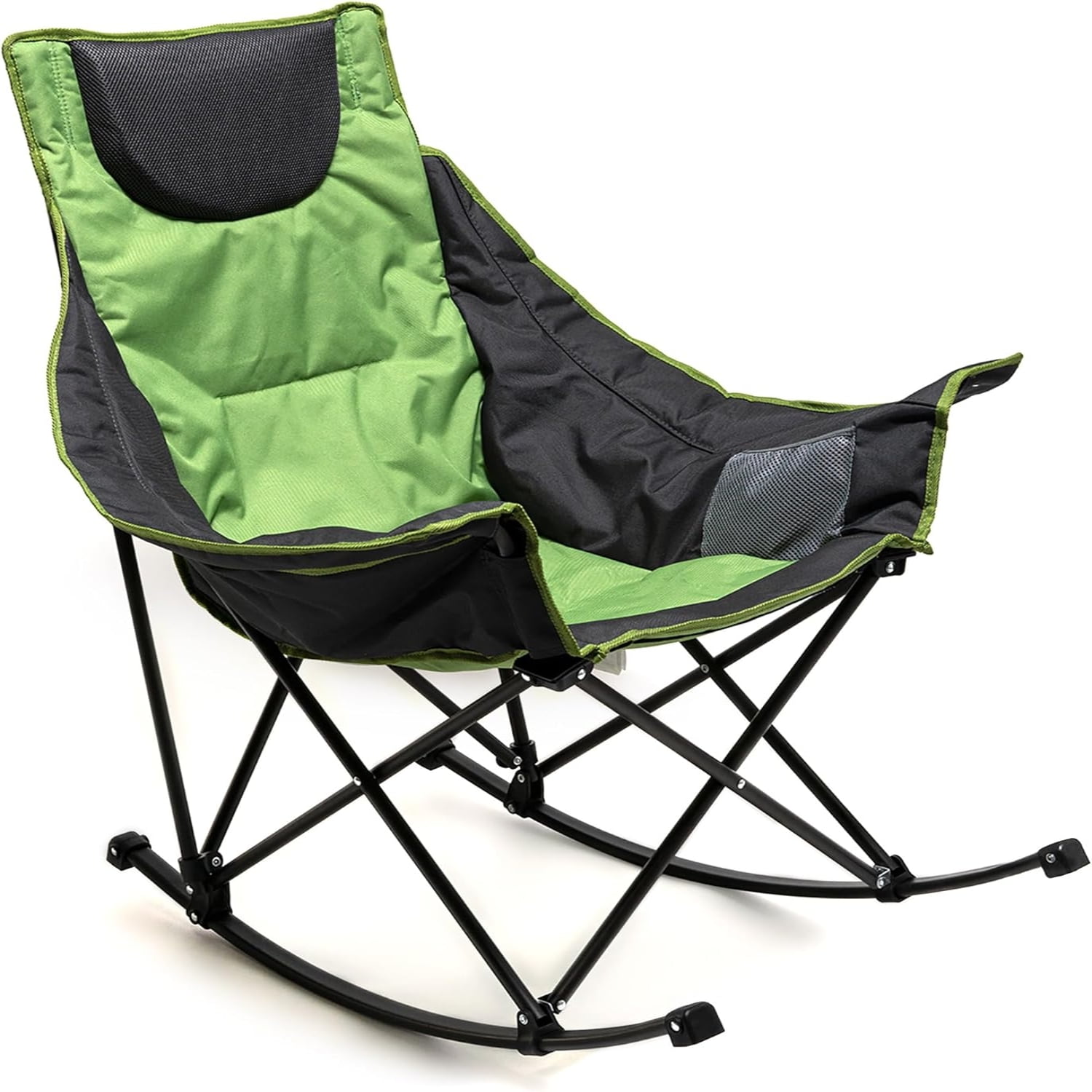 Camping Rocking Chair Folding Lawn Chairs with Cup Holder Pocket Mesh ...