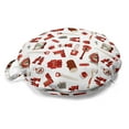 thumbnail image 1 of Camping Round Floor Cushion with Handle, Lumberjack Elements from Outdoor Leisure Activities in Vinous Tones, Pillow for Living Room & Dorms, 18" Round, White Vermilion and Brown, by Ambesonne, 1 of 4