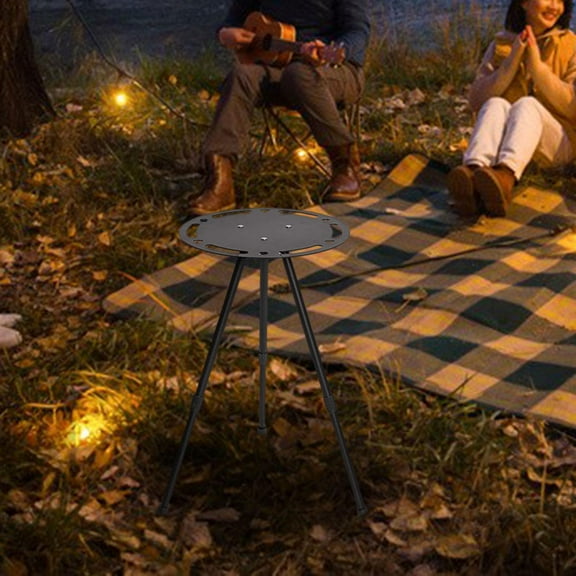 Camping Round Table with Carrying Bag Portable Lightweight Aluminum Camp Furniture Beach Tables Side Table for BBQ Garden Patio Canopy Tent 30cmx55cm