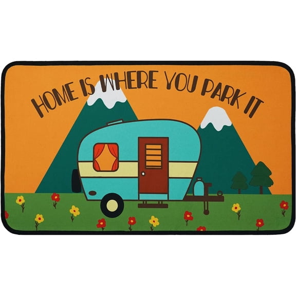 Camping Rv Trailer Decorative Welcome Door Mat,Rv Gifts for Campers Indoor Outdoor Non-Slip Camping Rug,Home Entryway Farmhouse Decor Front Funny Doormat for Outside Porch Entrance,30" x 17"
