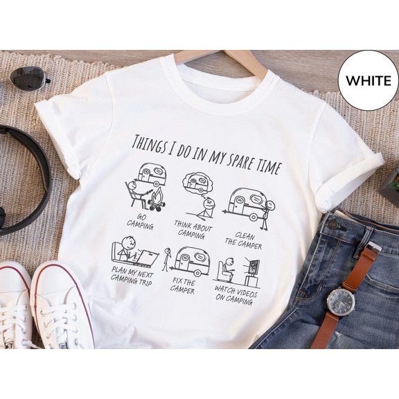 Camping Shirt, Things I Do In My Spare Time Camping Tshirt For Men, Camper Outdoor Lovers, Rv Life T-Shirt, Rv Camping Tee