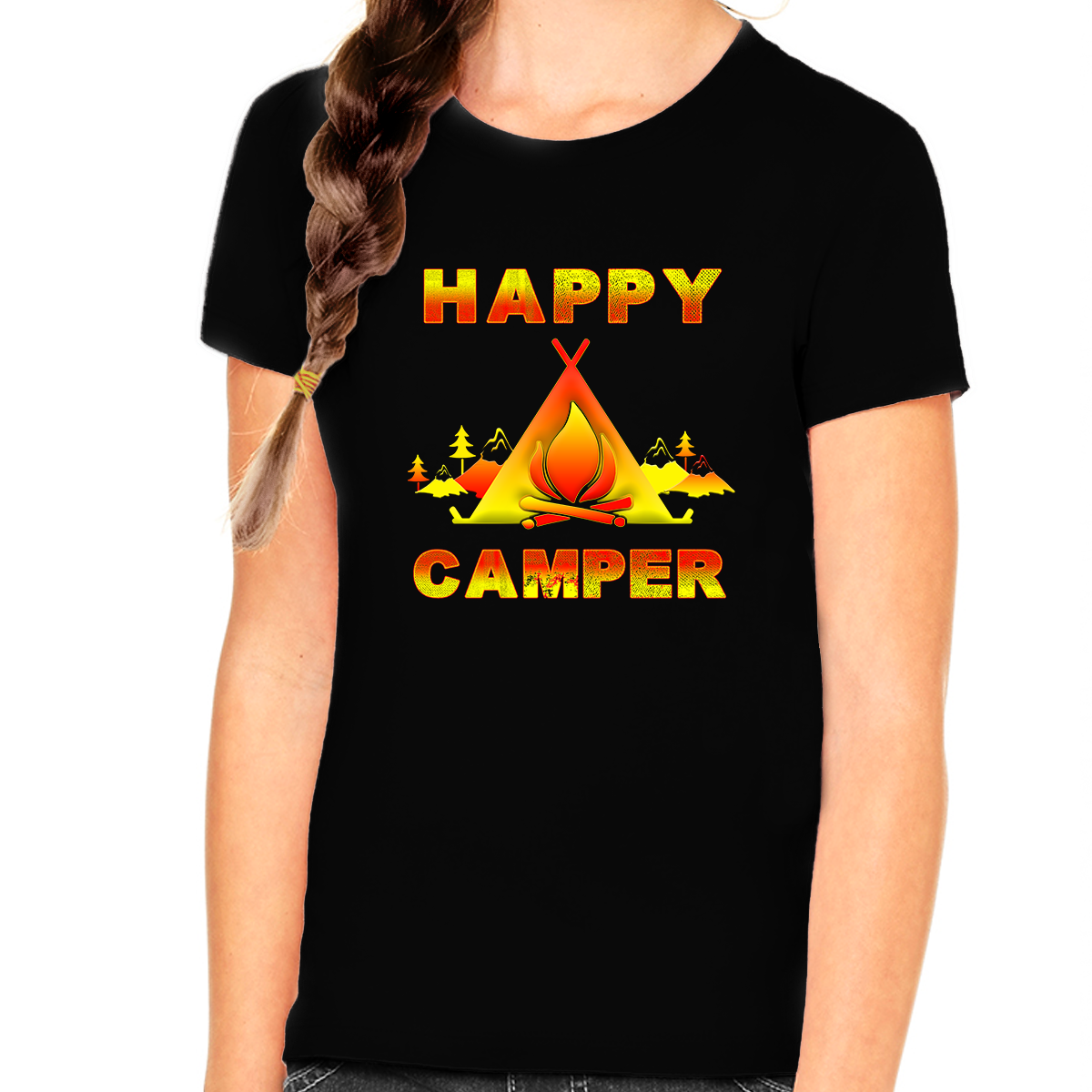 Camping Shirt for Girls - Camping Clothes for Girls - Happy Camper Camping Shirts for Kids Funny - image 1 of 9